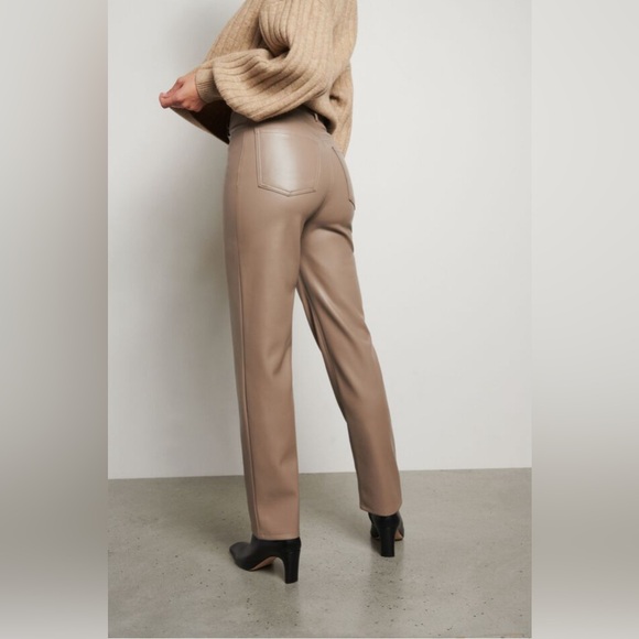 Dynamite Giselle Beige Tan Faux Leather Pants with Soft Lining & Flattering Fit - Picture 2 of 8